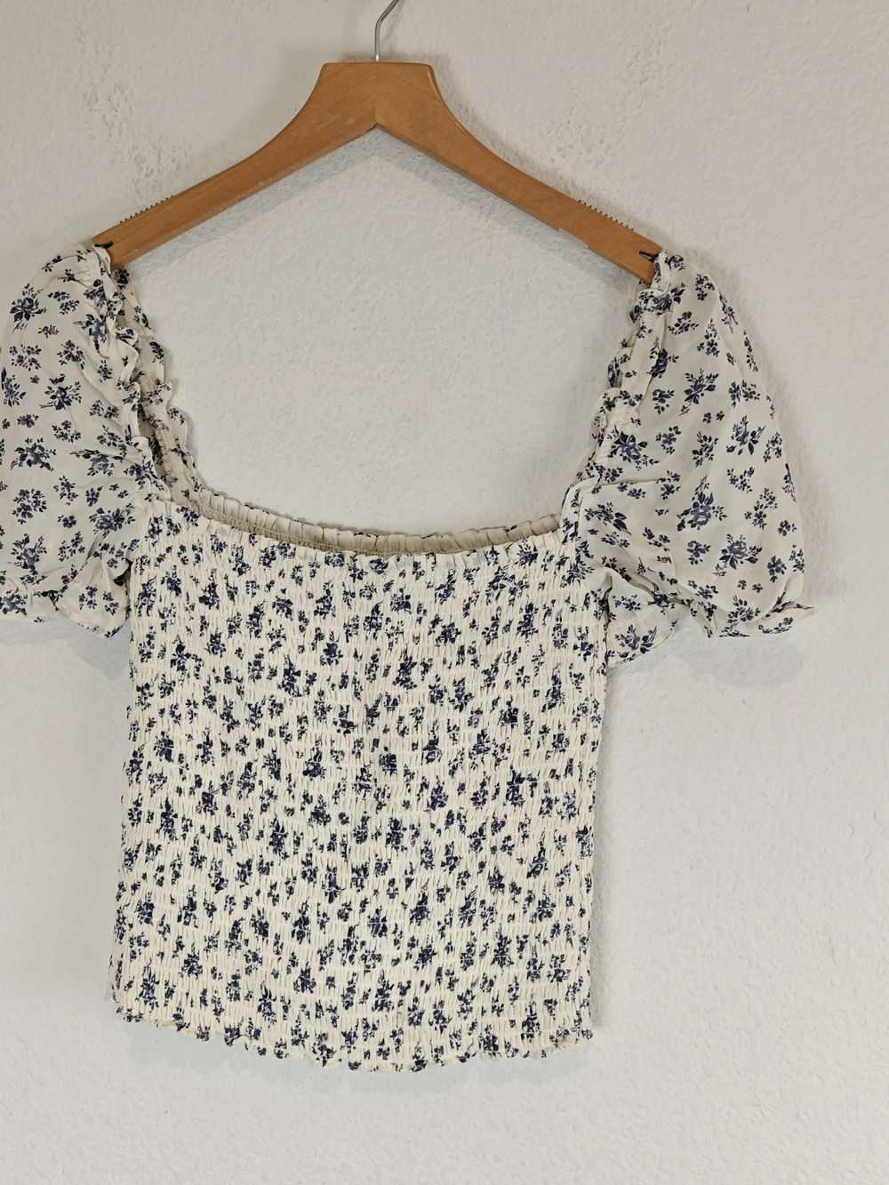 Reformation Jess Top Gracie Floral Smocked Puff Sleeve Crop S